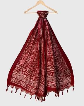 women printed dupatta with tassels