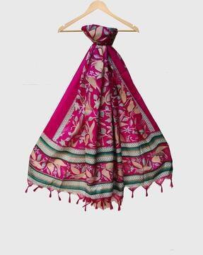 women printed dupatta with tassels