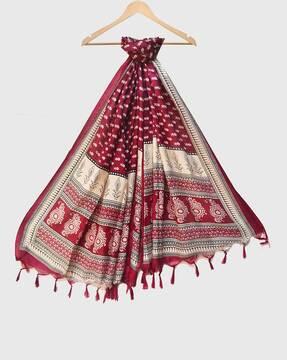 women printed dupatta with tassels