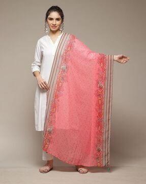 women printed dupatta with tassels