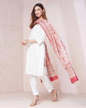 women printed dupatta with tassels