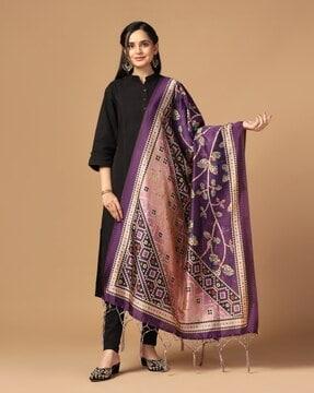 women printed dupatta with tassels