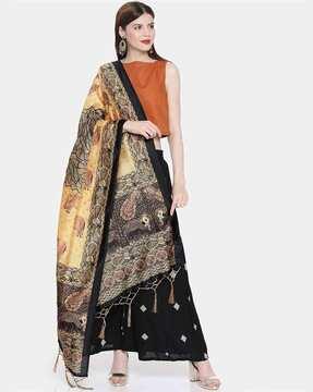 women printed dupatta with tassels