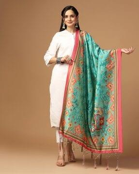 women printed dupatta with tassels