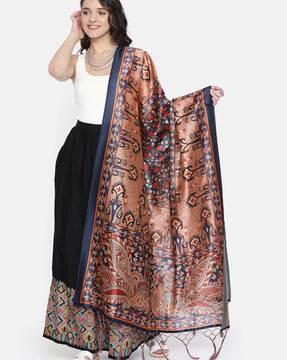 women printed dupatta with tassels