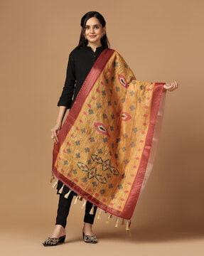 women printed dupatta with tassels