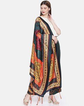 women printed dupatta with tassels