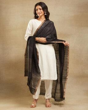 women printed dupatta with tassels