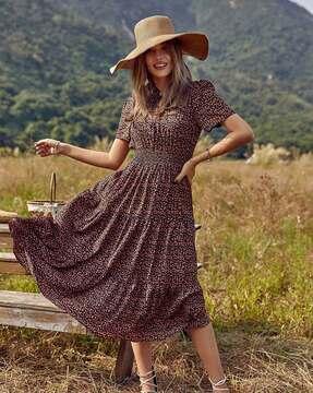 women printed fit & flare dress