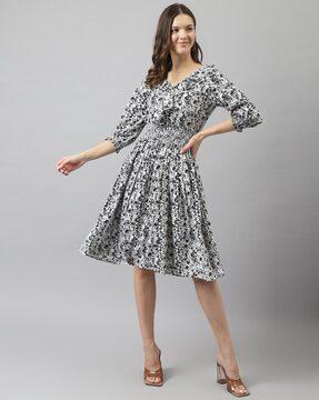 women printed fit & flare dress