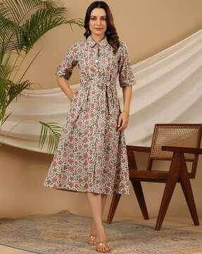 women printed fit & flare dress