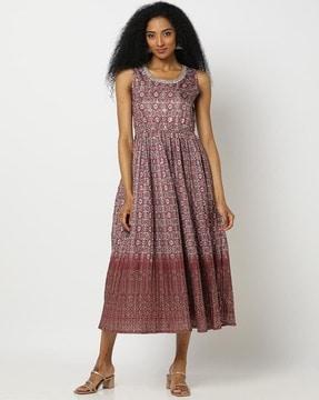 women printed fit & flare dress