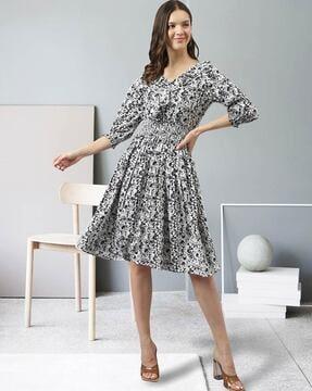 women printed fit & flare dress