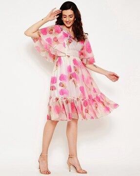 women printed fit & flare dress