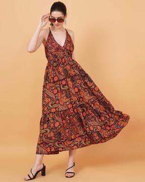 women printed fit & flare dress