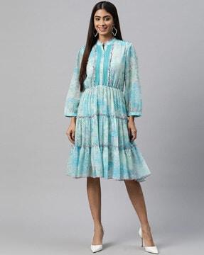 women printed fit & flare dress