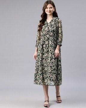 women printed fit & flare dress