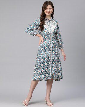 women printed fit & flare dress