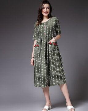 women printed fit & flare dress