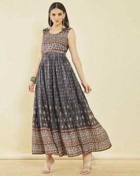 women printed fit & flare dress