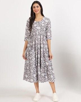 women printed fit & flare dress