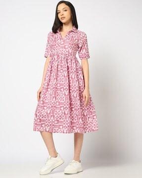 women printed fit & flare dress