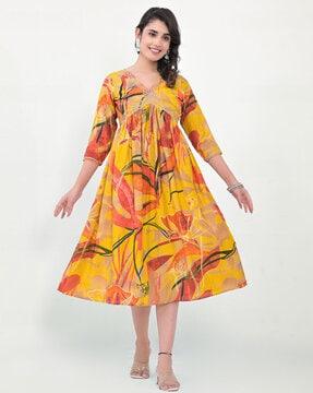 women printed fit & flare dress