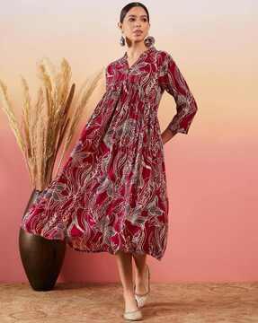 women printed fit & flare dress