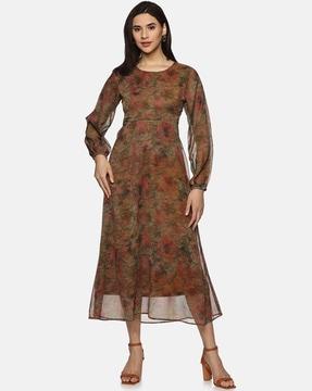 women printed fit & flare dress