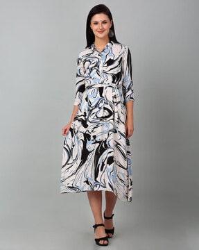 women printed fit & flare dress