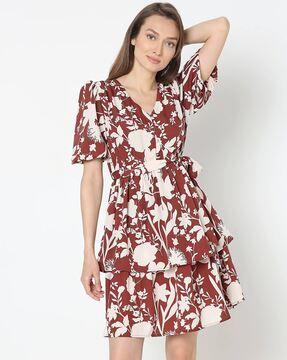 women printed fit & flare dress