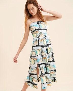 women printed fit & flare dress