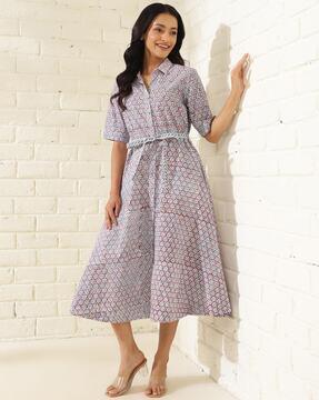 women printed fit & flare dress