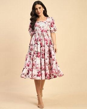 women printed fit & flare dress