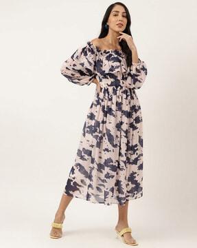 women printed fit & flared dress