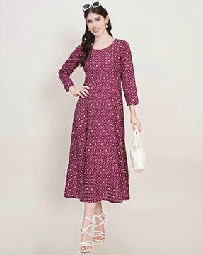 women printed fit & flared dress