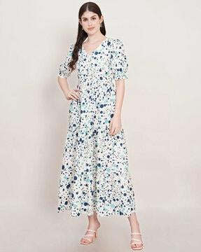 women printed fit & flared dress