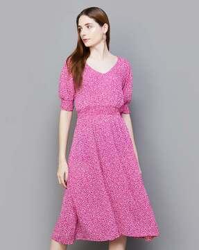 women printed fit & flared dress