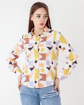 women printed fitted shirt