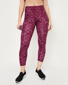 women printed fitted track pants