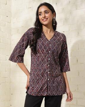 women printed fitted tunic