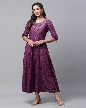 women printed flared dress