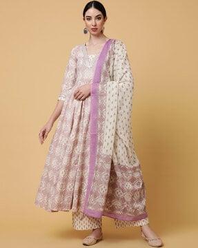 women printed flared kurta set