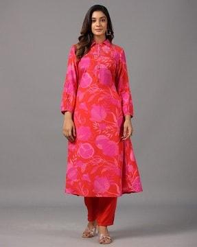 women printed flared kurta set