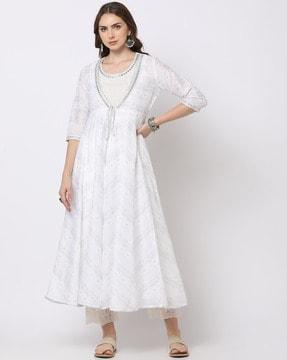 women printed flared kurta with inner