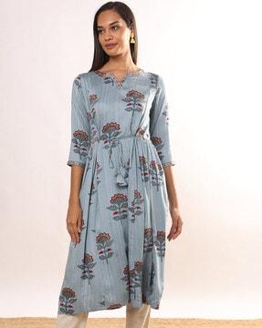 women printed flared kurta