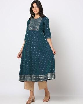 women printed flared kurta