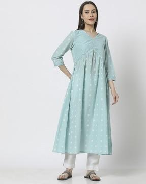 women printed flared kurta