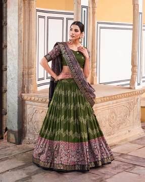 women printed flared lehenga choli set