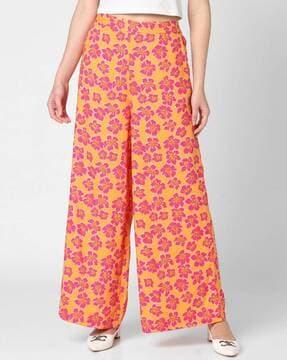 women printed flared palazzos